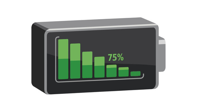 Green bar chart on screen display.