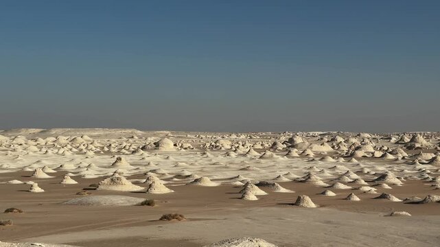 Panorama of desert landscape with chalk rock formations
