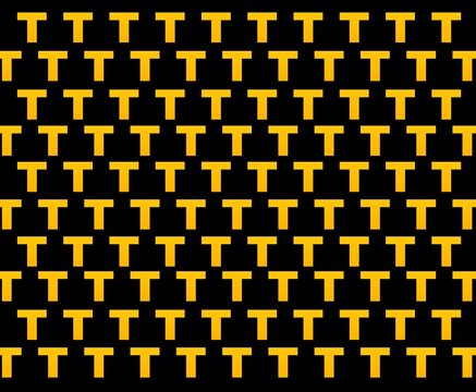 dobby pattern featuring Modern geometric yellow T-shaped motifs on black, perfect for high-end technical textiles and sophisticated industrial backgrounds