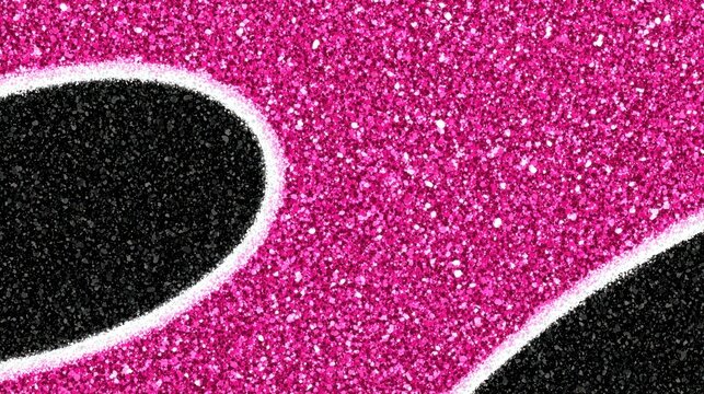 Bright magenta and black texture features glittering particulate detail with curved dividing lines