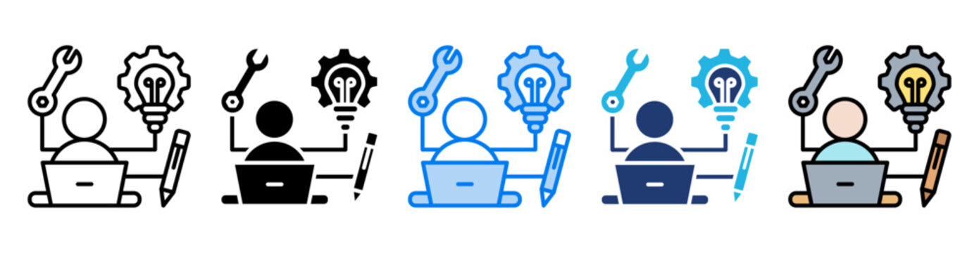 Skills icon set multiple style collection
