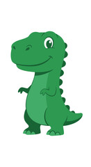 Fototapeta premium Cute Green Dinosaur Cartoon Character Standing and Smiling