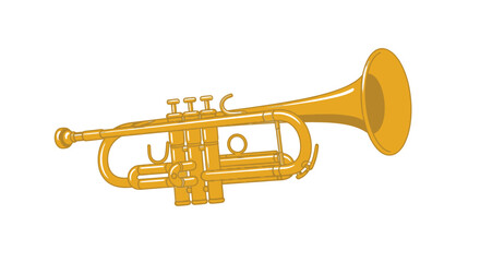 Obraz premium Golden Trumpet Musical Instrument Isolated on White Background