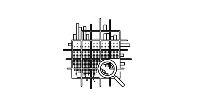 Data Analysis Magnifying Glass Grid Chart Bars Research Concept