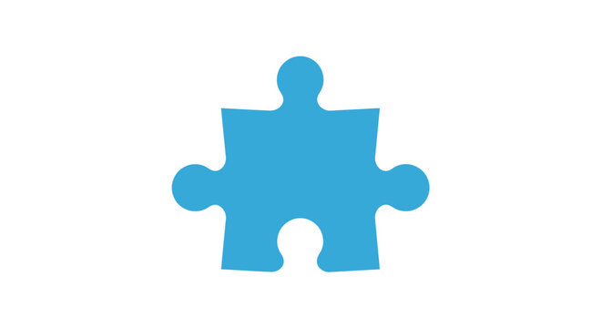 Blue puzzle piece shape object.