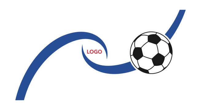 Abstract Blue Swirl With Soccer Ball Logo Design.