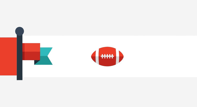American Football and Flag on White Background.