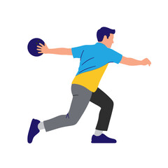 Fototapeta premium Man Bowling, Athlete Throwing Ball Towards Pins in Sports Game