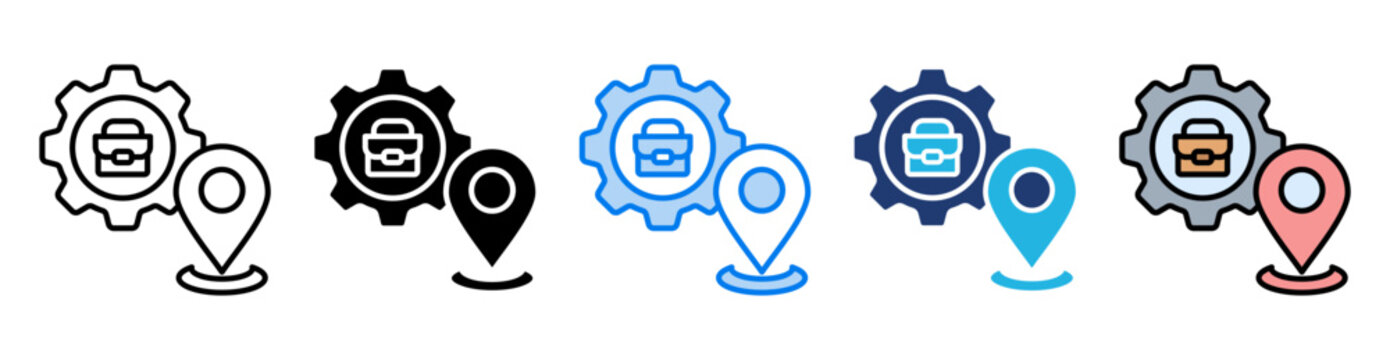 Work location icon set multiple style collection