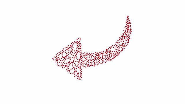 Scribble Red Dotline Arrow Loop Animation Hand Drawn Style on transparent background