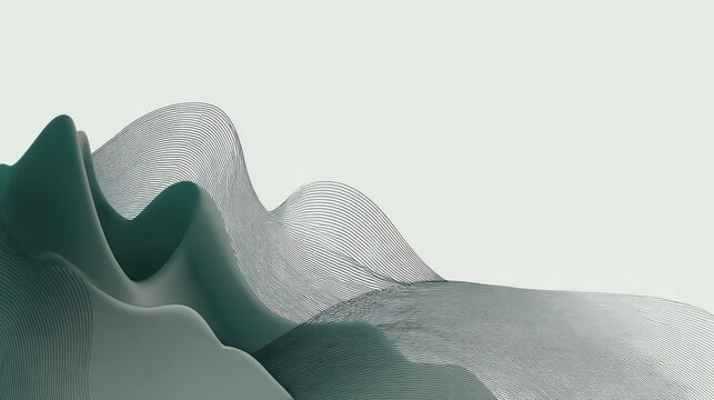 Abstract undulating surfaces create a flowing, modern digital landscape