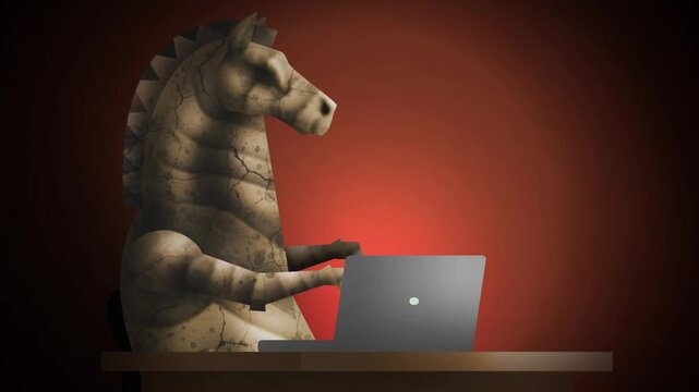 wooden trojan horse infecting a computer system