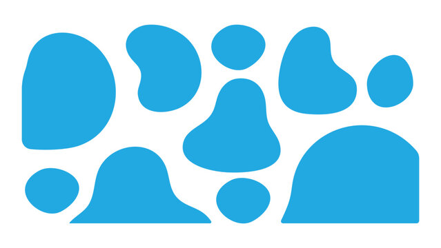 Abstract blue shapes and blobs with abstract background irregular composition decoration template minimalist isolated