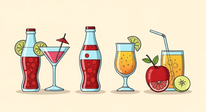 Various fruit drinks.