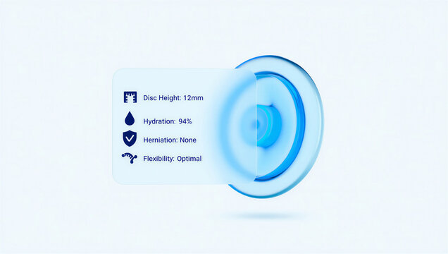 Detailed crosssection illustration of a contact lens with specifications displayed clearly transparent background