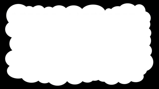 Hand drawn comic cloud speech bubble animation, cartoon message design on black background