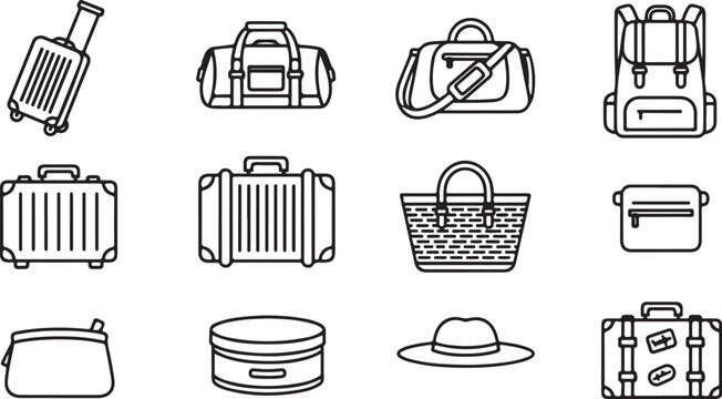 Various vintage and modern vehicles and transport modes illustrated in black and white Vector