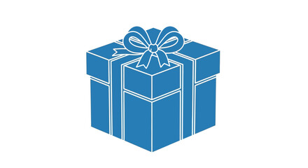 Obraz premium Blue Gift Box with Ribbon and Bow, Isometric View, Isolated on White Background