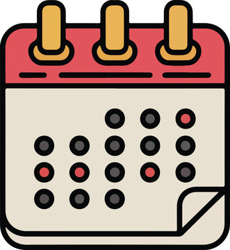 Flat design illustration of a calendar icon with a blue header and grid for schedule planning, appointments, and time management concepts.