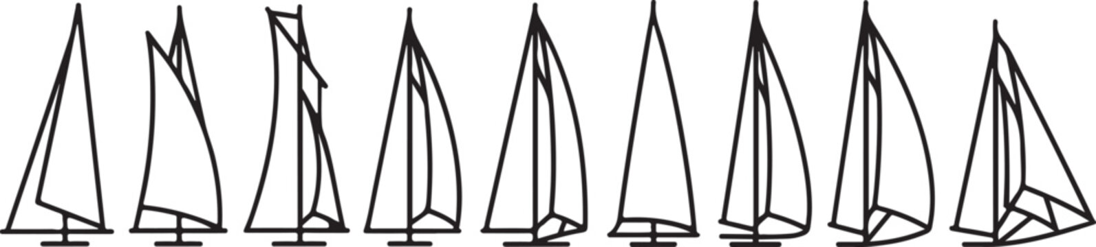 Sketches of hanging crystals and geometric shapes in various orientations Vector