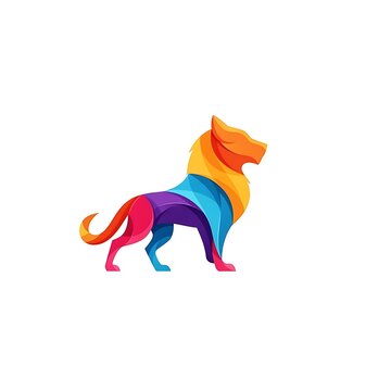 Colorful stylized lion illustration with vibrant gradient colors on white background