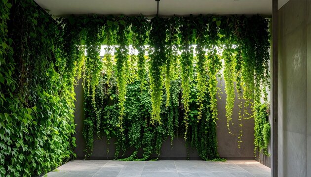 Greenery wall with cascading vines