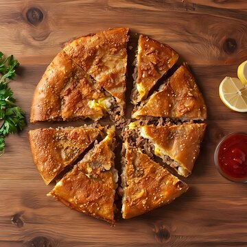 Top View Mutabbaq Saudi Street Food