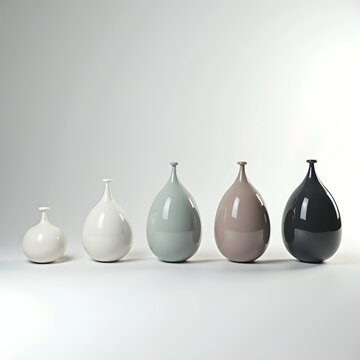 A studio photo of identical objects aligned