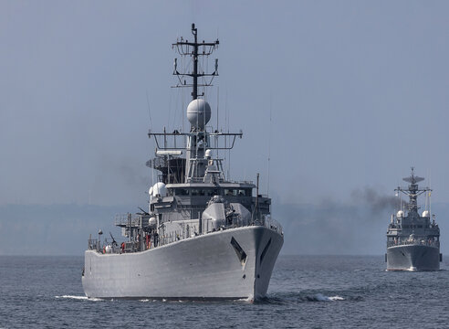 War Ships during mission of protect and rescue in sea.