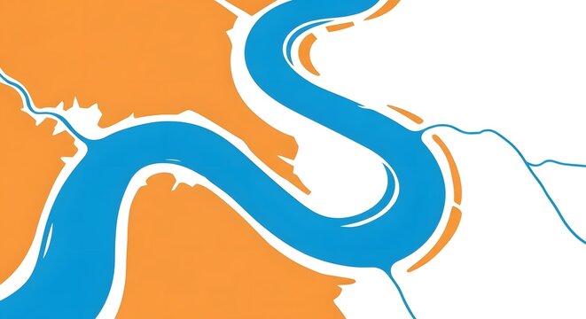 Abstract river flow a vibrant aerial view of a winding waterway