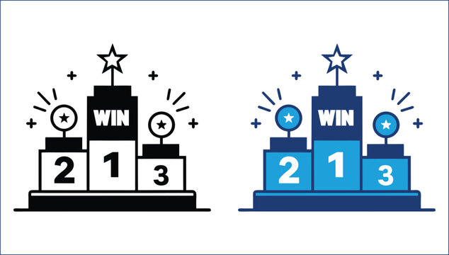 winners podium with positions first second third vector graphic for ranking system, contest result and award presentation concept. Symbolizing hierarchy and success