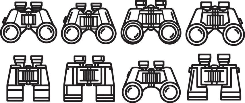 Various types of bicycles illustrated in a simple black and white line art format Vector