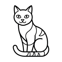 Fototapeta premium Stylized black and white cat illustration sitting kitten