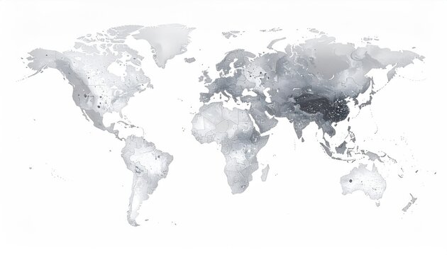 Grayscale world map with varied shading, showing topographic relief and landmass shapes