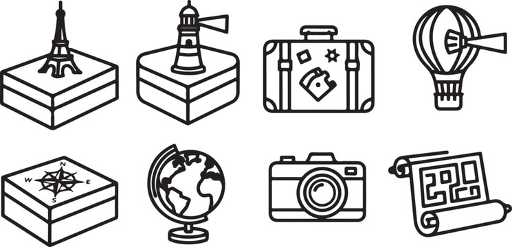 Collection of vintage household and industrial objects in simple illustrations Vector