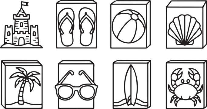 A collection of various symbols and icons in a grid layout Vector