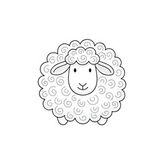 Fototapeta premium Cute Cartoon Sheep Illustration for Nature or Farm Themed Designs