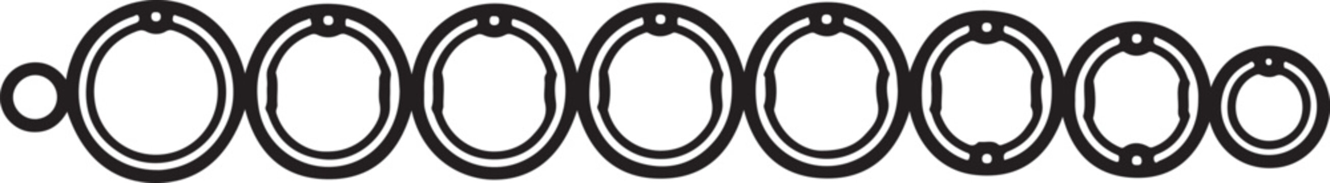 A chain of interlocking silver rings forming a continuous loop Vector
