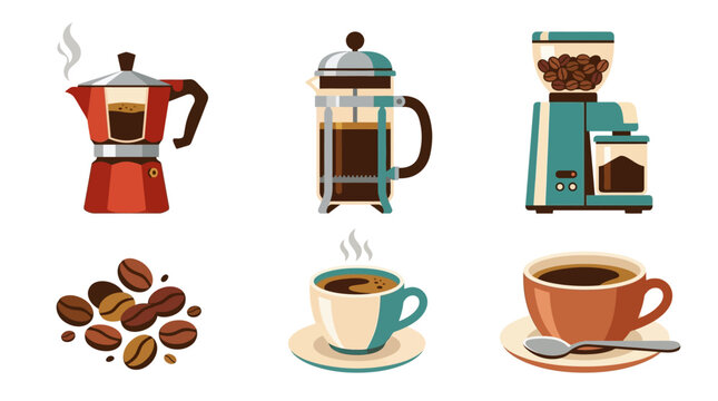 Coffee maker and coffee cups.