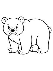 Fototapeta premium Simple line illustration of a cute bear in a minimalist cartoon style.