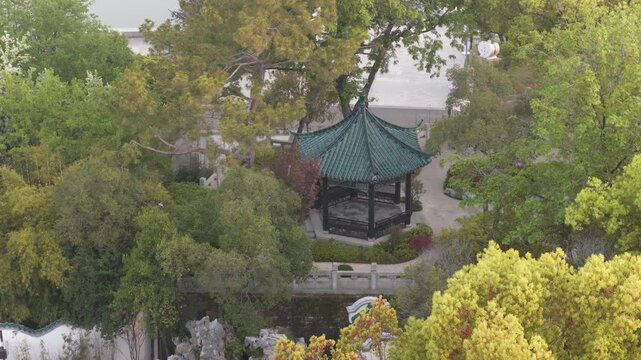 Spring Scenery of Yuehu Park and Guqin Terrace Scenic Area in Wuhan, Hubei, China