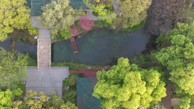 Spring Scenery of Yuehu Park and Guqin Terrace Scenic Area in Wuhan, Hubei, China