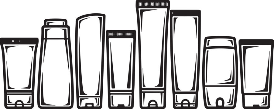 Hand-drawn storage boxes with lid variations and dimensions labeled Vector