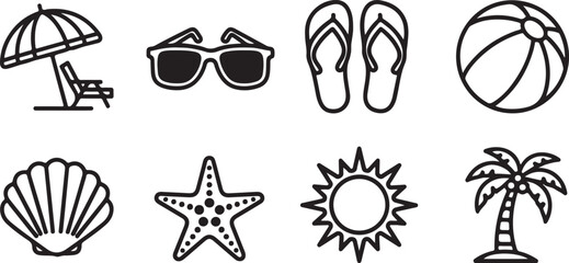 Fototapeta premium Collection of eight distinct black and white icons representing different concepts Vector