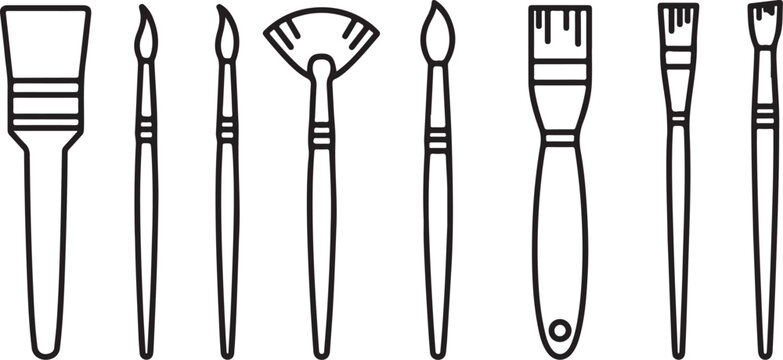 A collection of eight different types of spoons laid out horizontally Vector