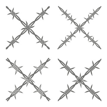 Barbed Wire Cross Designs - Set of Four Graphic Elements