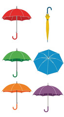 Obraz premium Colorful Umbrellas Collection: Red, Yellow, Green, Blue, Orange, Purple Rain Protection