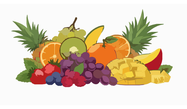 Arreglo de frutas frescas ilustraci&oacute;n vector naturaleza muerta