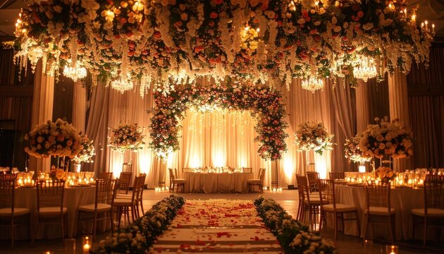 Elegant floral wedding ceremony decor