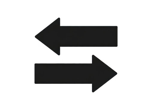 Two black arrows pointing in opposite directions isolated on transparent background
